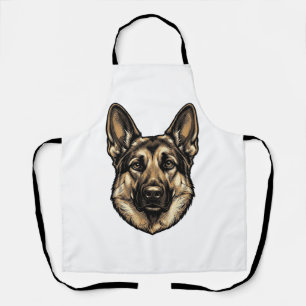 Vintage Engraving Shepherd Dog Vector Design_1 Apron