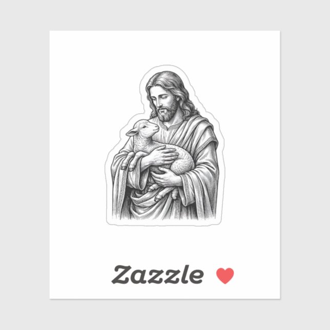 Vintage Engraving Shepherd Holding Lamb Vector Des (Sheet)