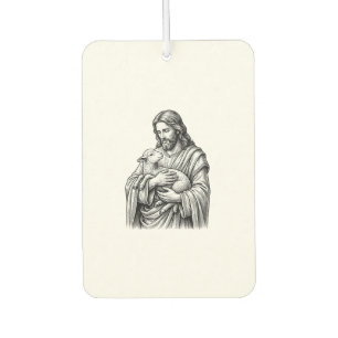 Vintage Engraving Shepherd Holding Lamb Vector Des Air Freshener