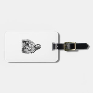 Vintage Engraving Shepherd Holding Lamb Vector Des Luggage Tag