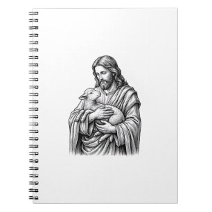 Vintage Engraving Shepherd Holding Lamb Vector Des Notebook
