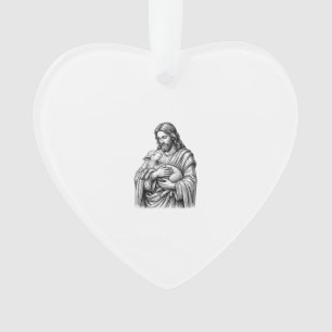 Vintage Engraving Shepherd Holding Lamb Vector Des Ornament