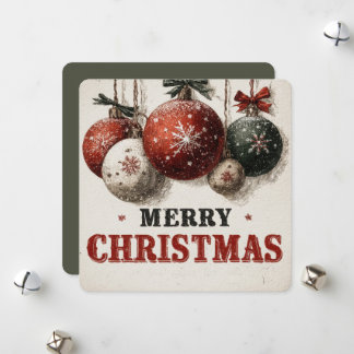 Vintage Engraving Style Christmas Ornaments  Holiday Card