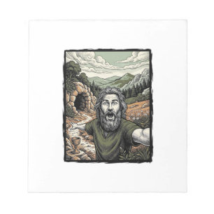 Vintage Engraving Surprised Bearded Portrait Desig Notepad