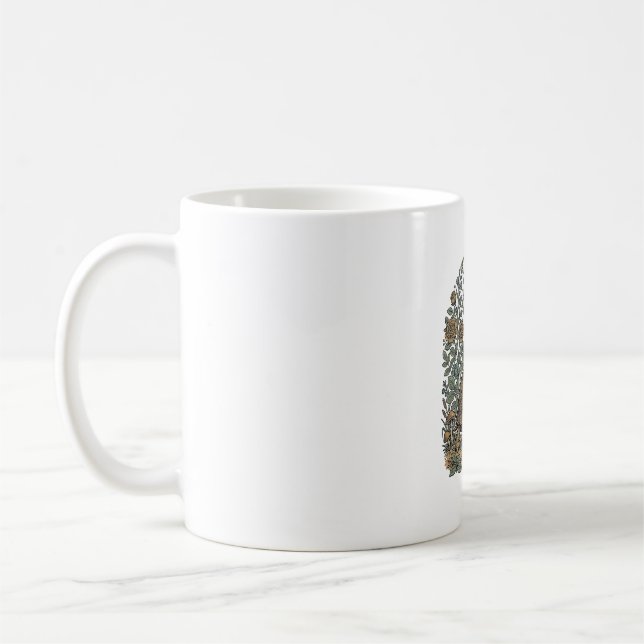 Vintage Engraving Turtle Botanical Garden Coffee Mug (Left)