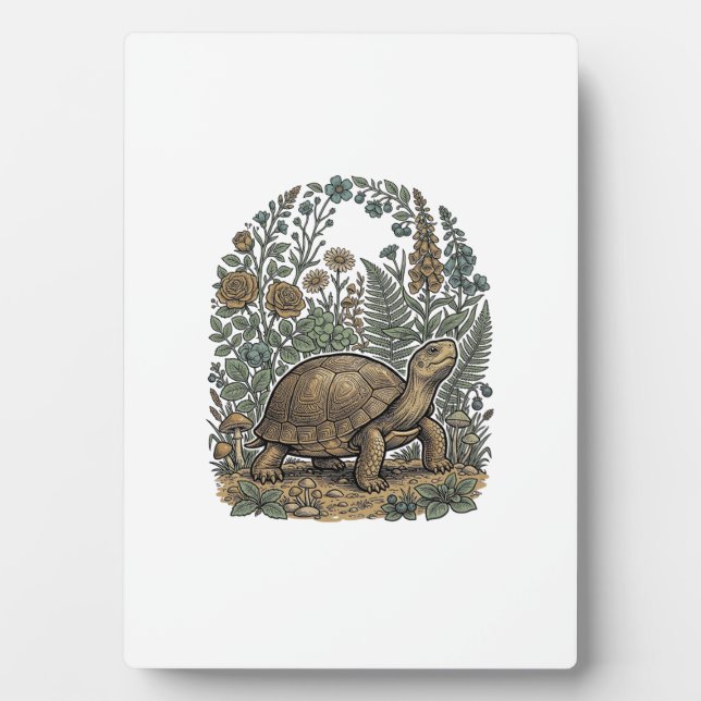 Vintage Engraving Turtle Botanical Garden Plaque (Front)