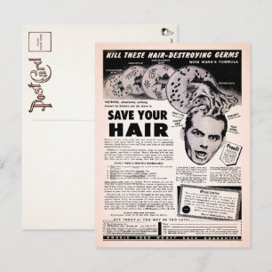 Vintage Enregistrer votre publicité cheveux carte 