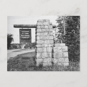 Vintage Entering Ottawa National Forest, Michigan Postcard
