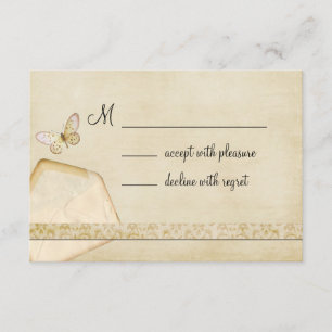 Vintage Envelope Butterfly RSVP Card