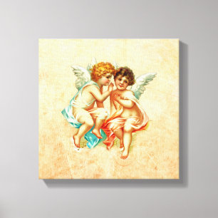 Vintage Ephemera Angel Cherubs Illustration Canvas Print