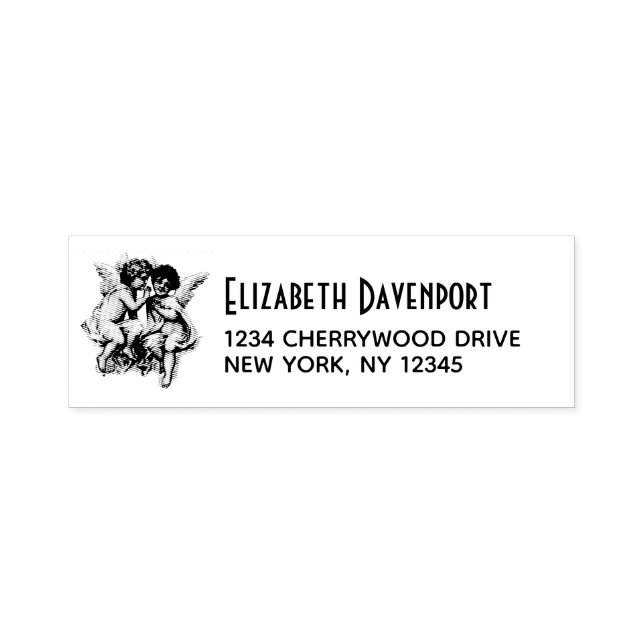 Vintage Ephemera Angel Cherubs Illustration Self-inking Stamp (Design)