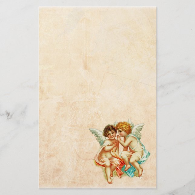 Vintage Ephemera Angel Cherubs Illustration Stationery (Front)