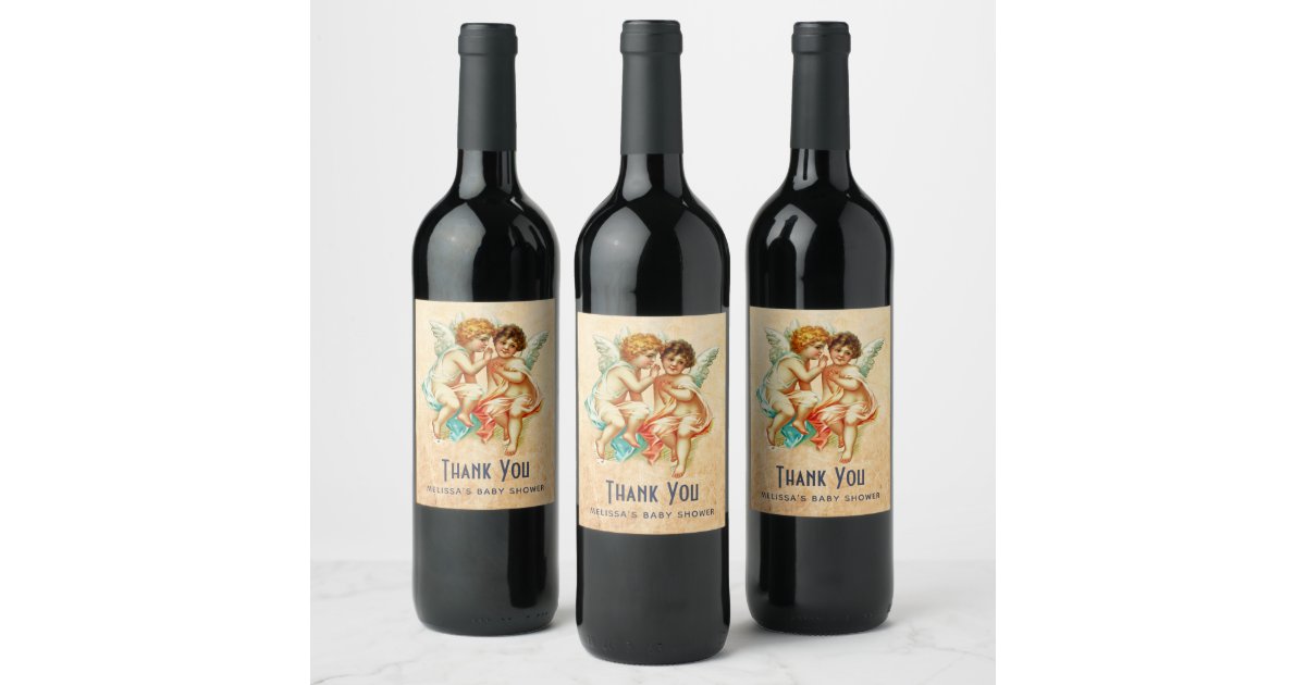 Vintage Ephemera Angel Cherubs Illustration Wine Label | Zazzle