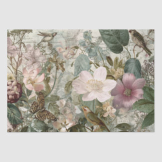 Vintage Ephemera Botanical Collage Tissue Paper