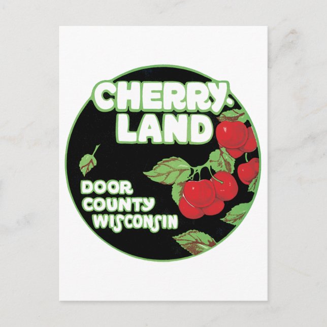 Vintage Ephemera, Cherryland Door County Wisconsin Postcard (Front)