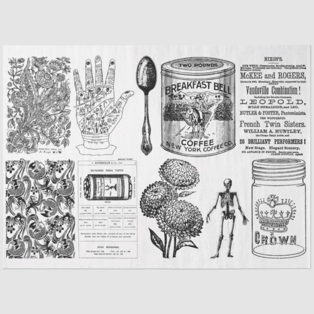 Vintage Ephemera Collage Decoupage Paper (Front)