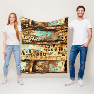 Vintage Ephemera Collage of Old Banknotes Fleece Blanket