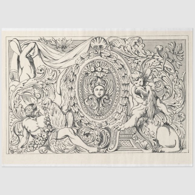 Vintage Ephemera Decoupage Antique Illustration Tissue Paper (Front)