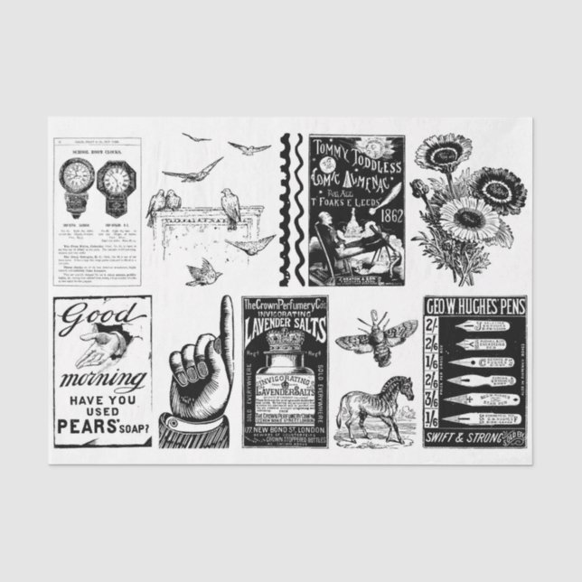Vintage Ephemera Decoupage Collage Paper (Front)