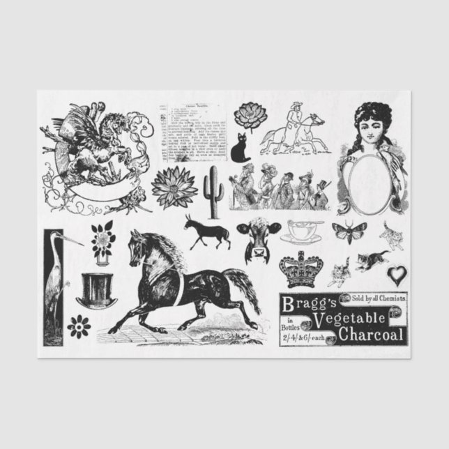 Vintage Ephemera Decoupage or Collage Paper (Front)