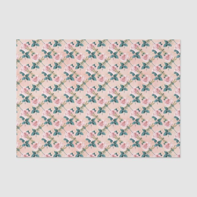 Vintage Ephemera Floral Dragonfly Tissue Paper (Front)