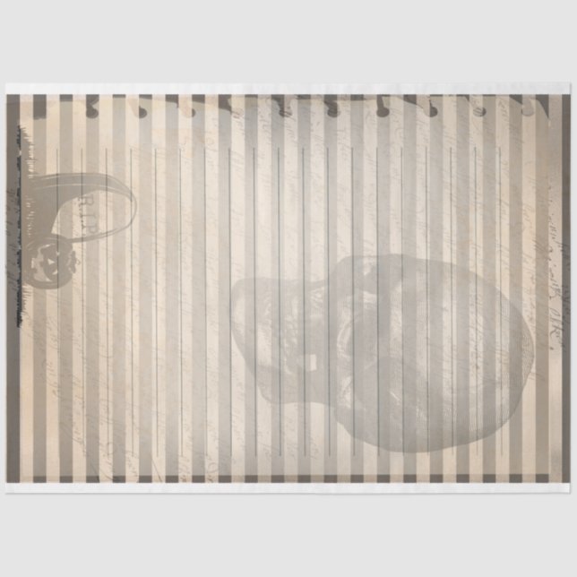 Vintage Ephemera Halloween Skull Ghost  Tissue Paper (Front)