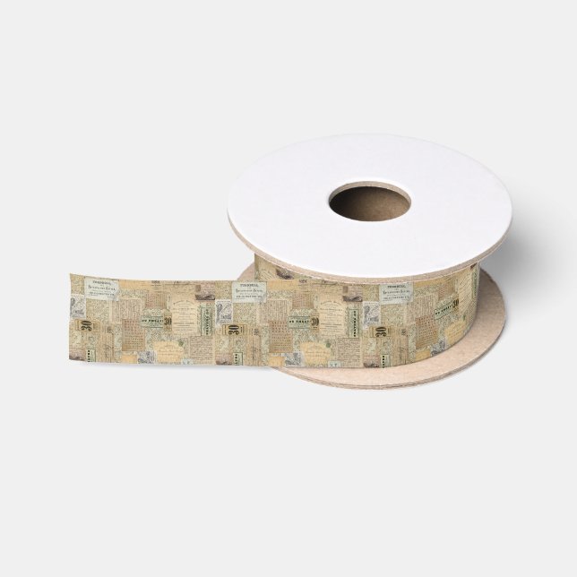 Vintage Ephemera Neutral Ribbon Satin Ribbon (Spool)