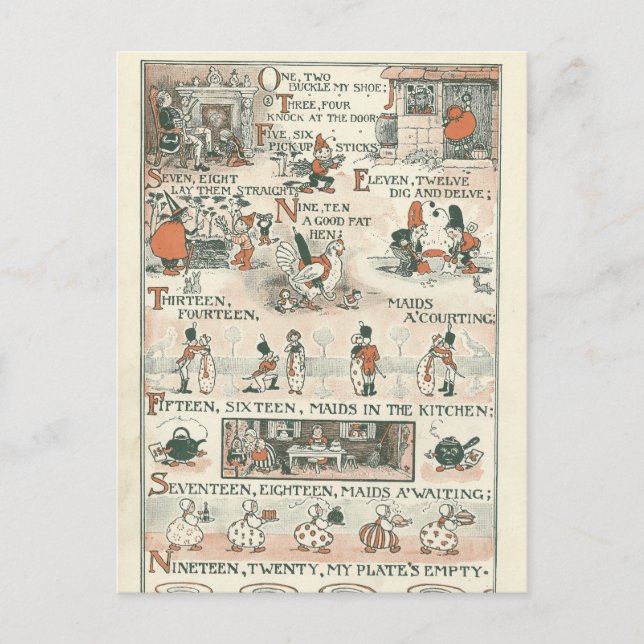 Vintage Ephemera Nursery Rhyme Postcard (Front)