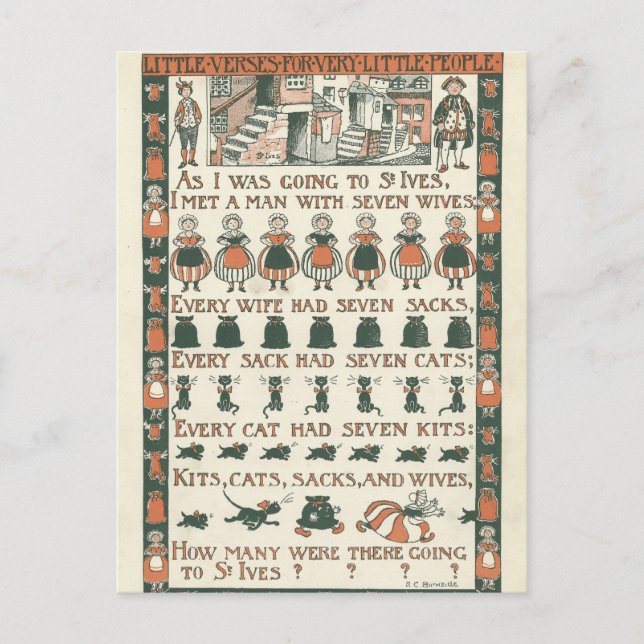 Vintage Ephemera Nursery Rhyme Postcard (Front)