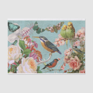 Vintage Ephemera Roses Butterflies & Birds Collage Tissue Paper