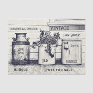 Vintage Ephemera Rustic Country Jugs Tissue Paper