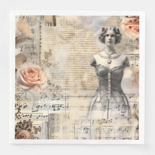 Vintage Ephemera Wedding  Napkin