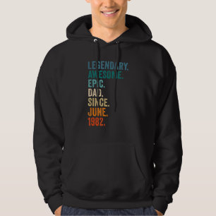 Vintage Epic Dad Since June 1982 40th Birthday Id Hoodie