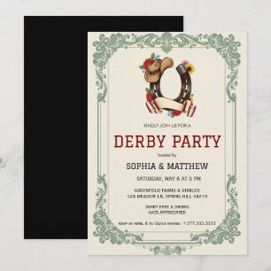 Vintage Equestrian Derby Party Invitation Race 