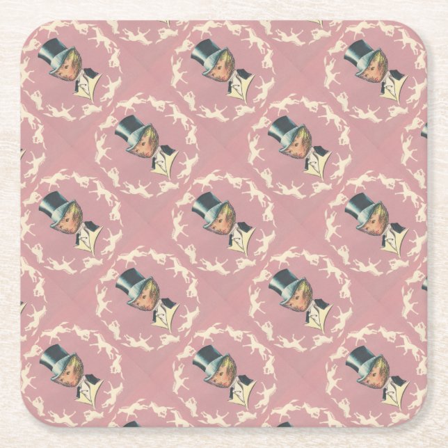 Vintage Equestrian Lady Square Paper Coaster (Front)