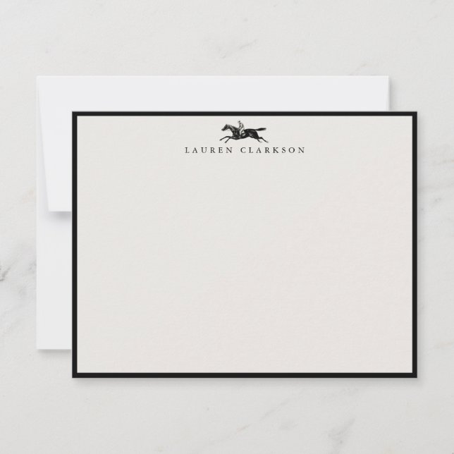 Vintage Equestrian Rider Stationery Note Card (Front)