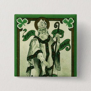 Vintage - Erin Go Bragh - St. Patrick's Greetings 2 Inch Square Button
