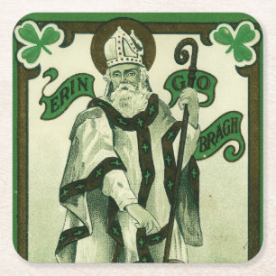 Vintage - Erin Go Bragh - St. Patrick's Greetings Square Paper Coaster