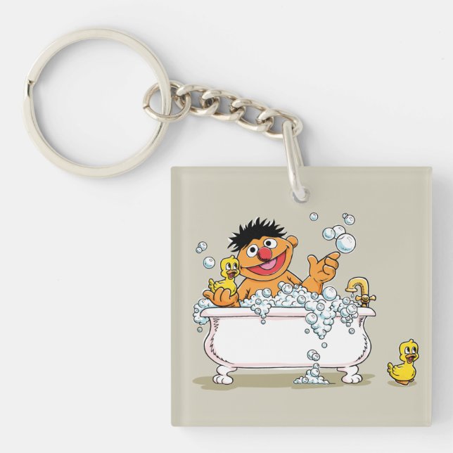 Vintage Ernie in Bathtub Keychain (Front)