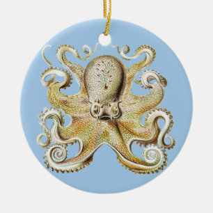Vintage Ernst Haeckel Octopus Nautical Sea Life Ceramic Ornament