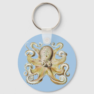 Vintage Ernst Haeckel Octopus Nautical Sea Life Keychain