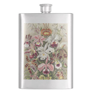 Vintage Ernst Haeckel Orchid Botanical Print Hip Flask