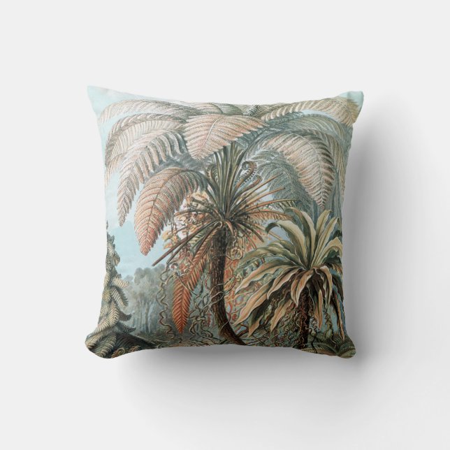 Vintage Ernst Haeckel Palm Trees Poster Throw Pillow (Front)