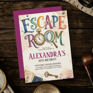 Vintage Escape Room Adventure Spy Mystery Solving  Invitation