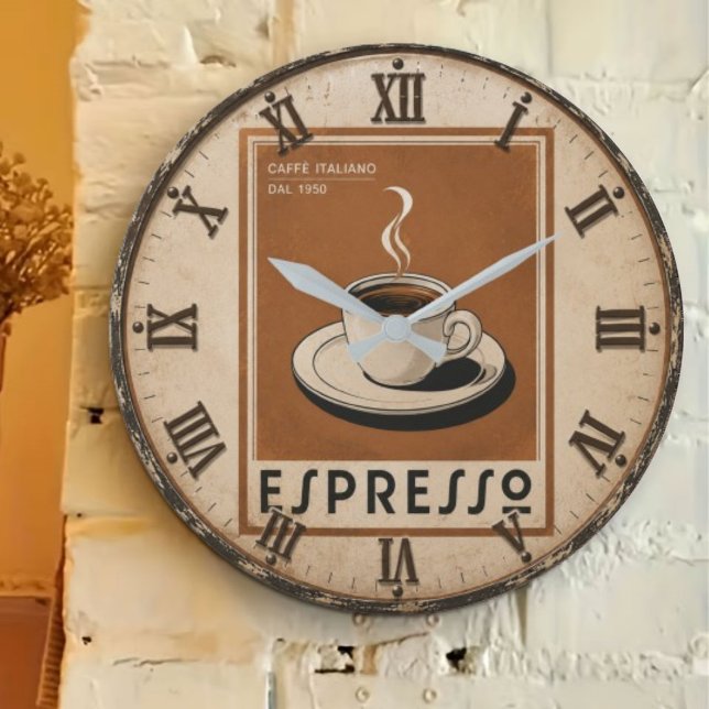 Vintage Espresso Italian Coffee Large Clock (Creator Uploaded)