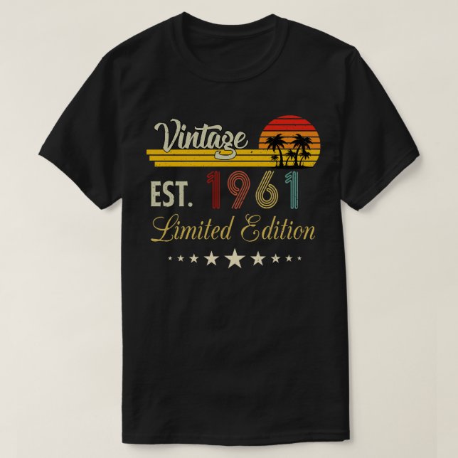 Vintage Est 1961 Limited Edition Birthday T-Shirt (Design Front)