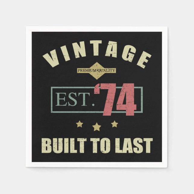 Vintage Est. 1974 50th Birthday Napkin (Front)