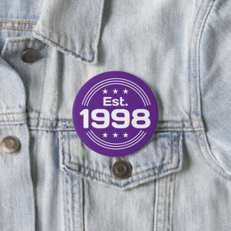 Vintage Est. 1998 Limited Edition Text 3 Inch Round Button