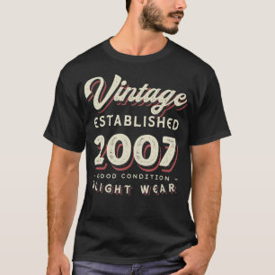 Vintage established 2007 15th Birthday Party Retro T-Shirt