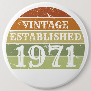  Vintage Established Men Women Distressed  Sunset 6 Inch Round Button